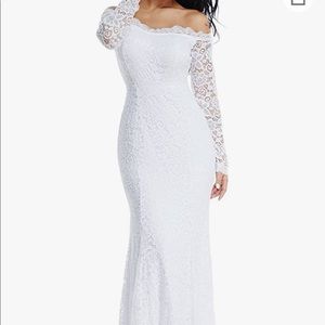 Women's Lace Long Sleeve Mermaid Wedding Dress